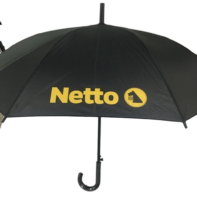 Druk w pełnym kolorze Długi parasol z włókna szklanego Czarny