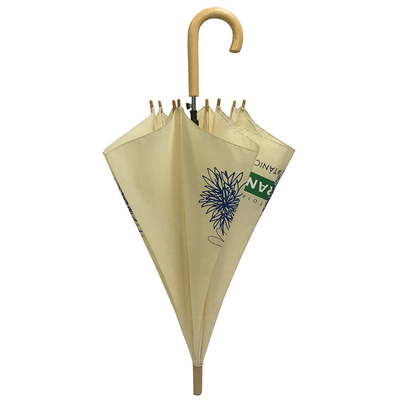 Żebra z włókna szklanego Metalowa rama Auto Open Stick Parasol Parasol z drewnianą rączką