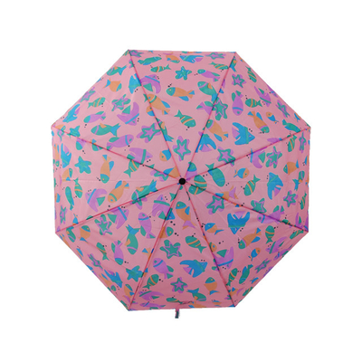 Ręczne otwarcie 3 składany parasol wodoodporny kolor różowy