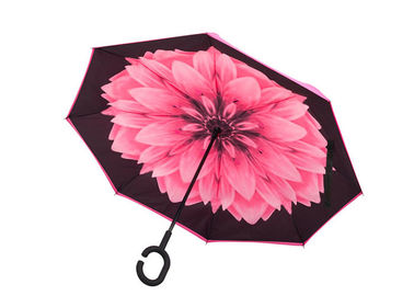 Różowy damski parasol w kształcie litery C z parasolką na deszczową pogodę