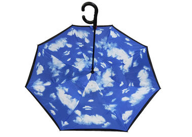 8-panelowy, wiatroodporny parasol odwrócony Pongee 190T do uchwytu samochodu Rama żeber z włókna szklanego
