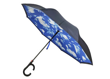 8-panelowy, wiatroodporny parasol odwrócony Pongee 190T do uchwytu samochodu Rama żeber z włókna szklanego