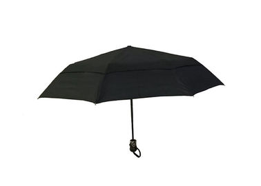 Czarny, mocny składany parasol podróżny, podwójna warstwa na wietrzną pogodę