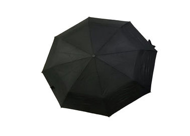 Czarny, mocny składany parasol podróżny, podwójna warstwa na wietrzną pogodę