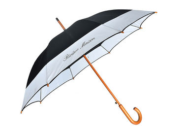 Białe materiały Pongee Promocyjne parasole golfowe Logo Drukowanie Drewniany uchwyt J