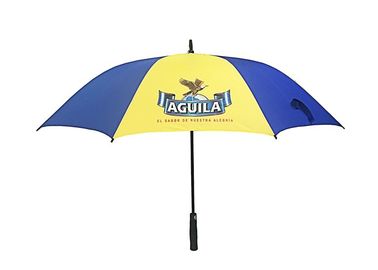 Rama z włókna szklanego Niebiesko-żółte promocyjne parasole golfowe z rączką z pianki EVA
