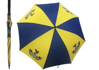 Rama z włókna szklanego Niebiesko-żółte promocyjne parasole golfowe z rączką z pianki EVA