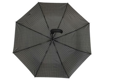Luksusowy męski automatyczny parasol podróżny OEM Zakrzywiony uchwyt Sprawdź tkaninę drukarską