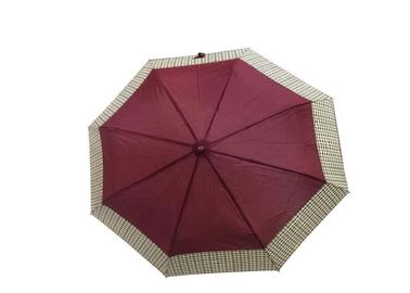 Składany materiał Pongee Automatyczny parasol podróżny Srtong Wind With Check Band
