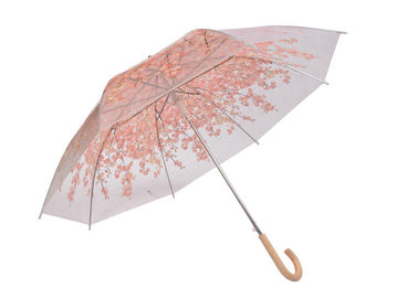 Modny damski różowy przezroczysty parasol, duży przezroczysty parasol kopułowy