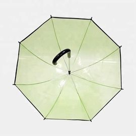 Zielony parasol POE w kształcie kopuły, kompaktowy parasol w kształcie bańki z czarną lamówką