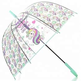 Przezroczysty parasol jednorożca w kształcie kopuły, przezroczysty plastikowy parasol w kształcie bańki