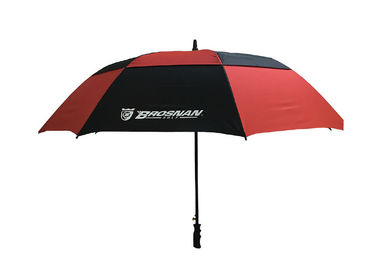 Czarno-czerwony Podwójny baldachim Wiatroszczelne parasole golfowe Odporny na wiatr uchwyt z tworzywa sztucznego