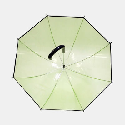 Prosty, przezroczysty parasol kopułkowy POE z uchwytem w kształcie litery J.
