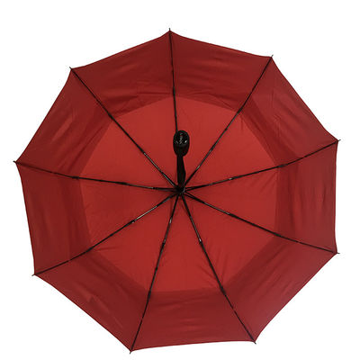 W pełni automatyczny, wiatroodporny, 2-warstwowy składany parasol w kolorze czerwonym do wentylacji Amazon