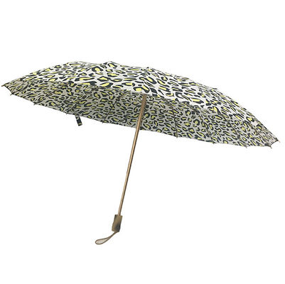Złota aluminiowa rama, 3 sekcje, otwierany ręcznie składany parasol z 16 żebrami