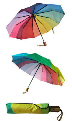 Wiatroodporny tęczowy parasol składany dwa z 8mm metalowym trzonkiem