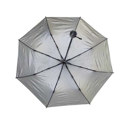 Druk cyfrowy ręczny otwarty, srebrny, powlekany 3 składany parasol