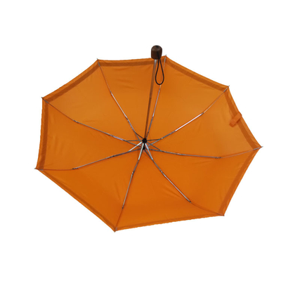 3 składany ręczny otwarty 21-calowy wiatroodporny parasol z drewnianą rączką