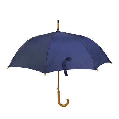 Prosty biznesowy parasol z drewnianym uchwytem Pongee z nadrukiem logo