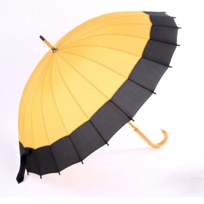 24 żeberka RPET Pongee Automatyczny parasol z drewnianym trzonkiem