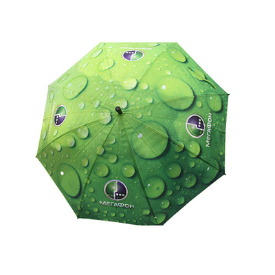 Zielony prosty parasol Raindrops z metalowym trzonkiem 8 mm