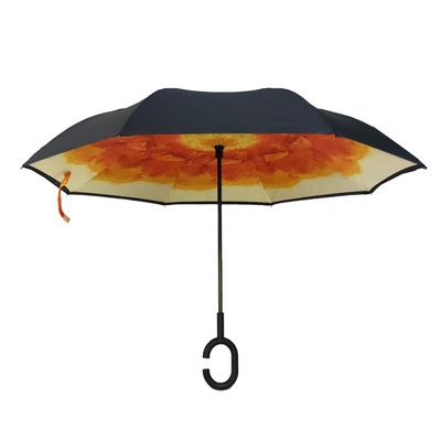 W pełni cyfrowy druk Odwrócony parasol Pongee z uchwytem C