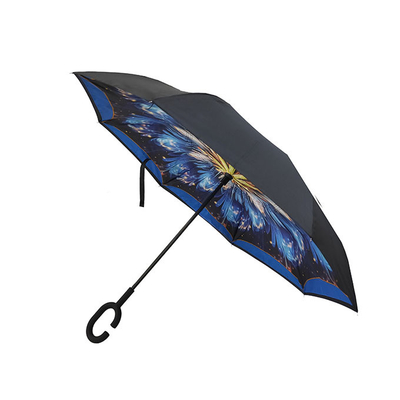 Niestandardowa rama z włókna szklanego Odwrócony parasol dwuwarstwowy z uchwytem w kształcie litery C