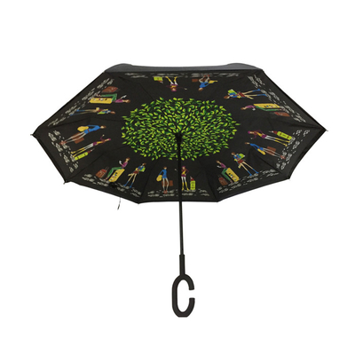 Niestandardowy uchwyt C Odwrócony parasol odwrócony Wiatroodporna podwójna warstwa