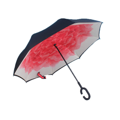 Uchwyt C bez użycia rąk Odwrócony parasol Składany dwuwarstwowy wiatroodporny