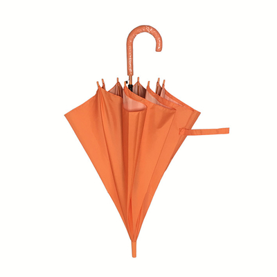Pasujący kolor pomarańczowy, długi, kompaktowy parasol golfowy z trzonkiem i żebrami z włókna szklanego
