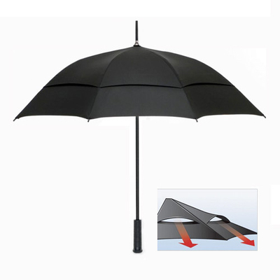 Dostosowane logo Wiatroodporny parasol golfowy z włókna szklanego Podwójny baldachim