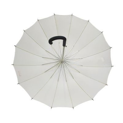 16 żeber Auto Open Umbrella w kolorze białym, długi parasol