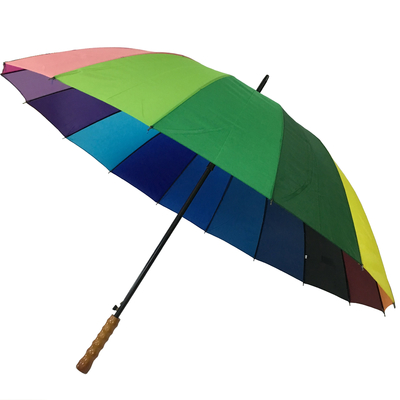 8 Rybiste wodoodporne Pongee Kolor tęczy Okrągły parasol golfowy