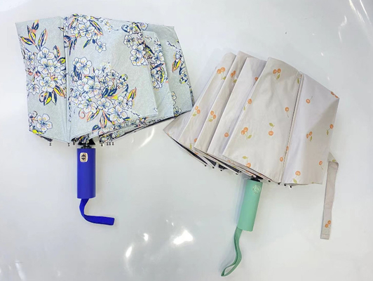 UPF 50 Auto otwarte / zamknięte Pongee UV parasol plażowy 23 cali 12 żebra