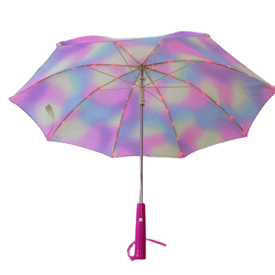 19 cali Stalowe Włókno Szklane Windproof Pongee Kolorowe LED Bezpieczne latarka parasol