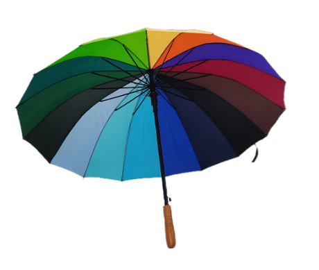 Fiberglass Frame Wooden Handle Umbrella With Customized Logo (Fiberglass Frame) - drewniany parasol z długą ręką