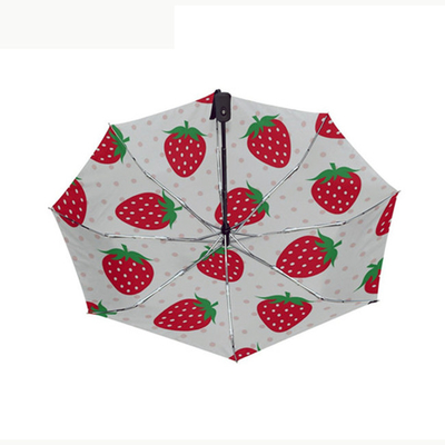 Kompaktowy 3 składki truskawki parasol z 8 żebrami i automatyczne otwarcie / zamknięcie