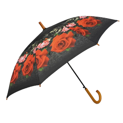 Windproof Wooden Ręcznik parasol z włókna szklane żebra i Pongee baldachim
