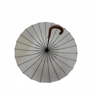 23-calowa, superwietrznoodporna, drewniana parasola z 190 tonami tkaniny Pongee, 24 żebra i 104 cm średnicy otwarcia.