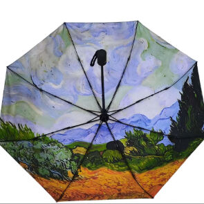 Vincent Van Gogh Art Blackout 3-składany automatyczny parasol z ochroną UV i automatycznym zamknięciem (21 cali-8k)