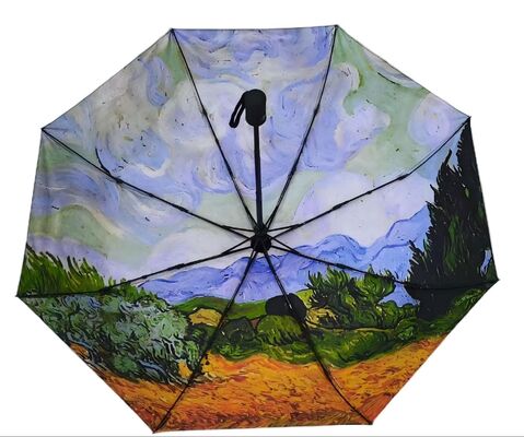 Vincent Van Gogh Art Blackout 3-składany automatyczny parasol z ochroną UV i automatycznym zamknięciem (21 cali-8k)