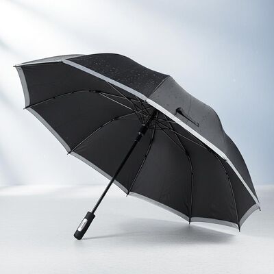 Duży automatyczny parasol podróżny o średnicy rozłożenia 105 cm, z żebrami z włókna szklanego i odblaskowym obszyciem