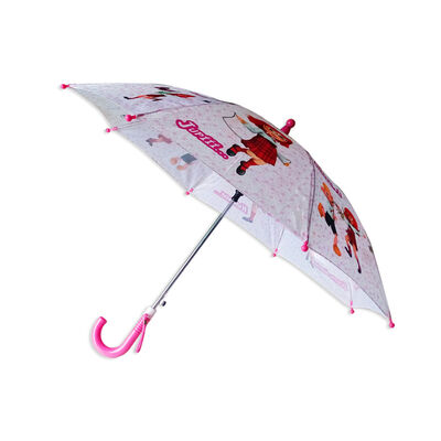 Kompaktowy parasol dla dzieci z plastikowym uchwytem i otwartą średnicą poniżej 90 cm z dostosowalnym drukiem dla dzieci