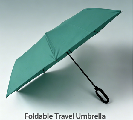 Compact Folding Umbrella with Carabiner Handle, Windproof Waterproof Travel Umbrella for Commuting