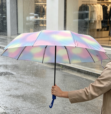 Całkowicie automatyczne składane parasolki wzmocnione żebra przeciwwrotne UPF50 Ochrona UV 3 razy