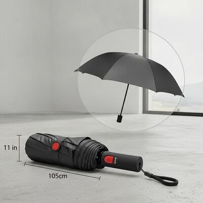 Złożona długość 11 cali Automatyczny parasol podróżny z otwartą średnicą 105 cm i ręcznym sterowaniem otwarciem i zamknięciem zapewniający pokrycie