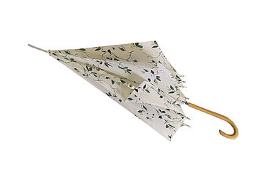 Mały drewniany parasol z nadrukowanym prostym kośćcem, automatyczny parasol damski