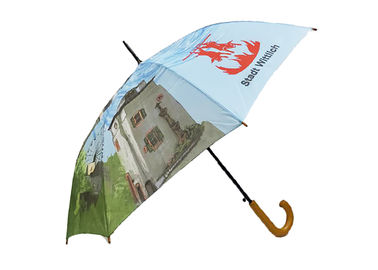 Dostosowany drukowany parasol automatyczny z zakrzywionym uchwytem Unikalny baldachim