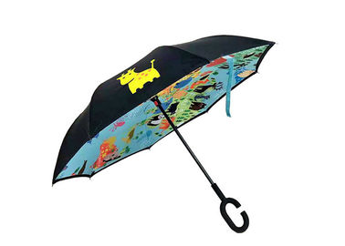 Dzieci odwrócony odwrócony parasol Cartoon Art Print Manual Open Control